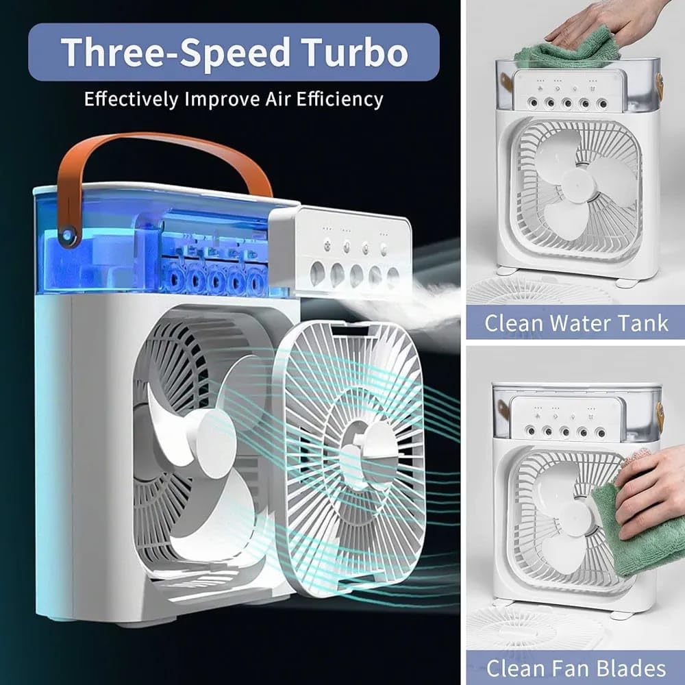 MINI PORTABLE MIST COOLER - 1PC PORTABLE COOLER WITH 5 MIST PORTALS AND 60° OF ADJUSTMENT