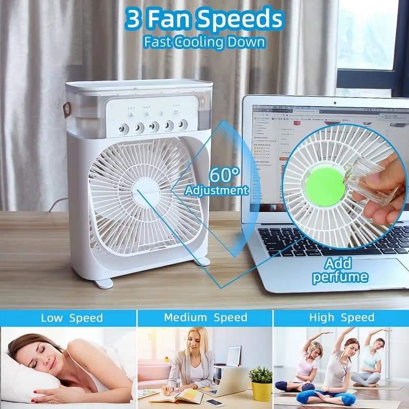 MINI PORTABLE MIST COOLER - 1PC PORTABLE COOLER WITH 5 MIST PORTALS AND 60° OF ADJUSTMENT